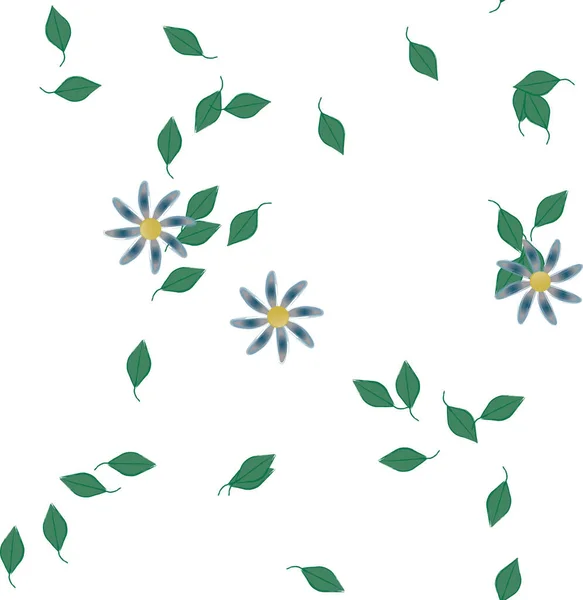 Blommor Med Blad Sömlös Bakgrund Vektor Illustration — Stock vektor