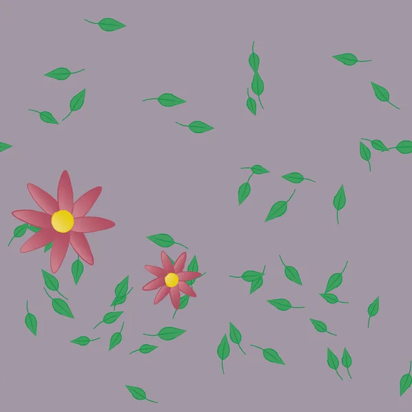 Blumen Mit Blättern Nahtloser Hintergrund Vektorillustration — Stockvektor