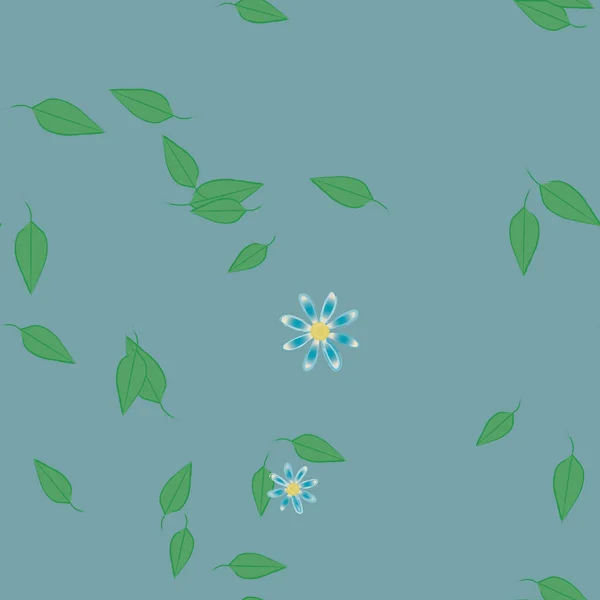 Flores Con Hojas Fondo Sin Costuras Ilustración Vectorial — Archivo Imágenes Vectoriales