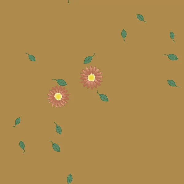 Flores Con Hojas Fondo Sin Costuras Ilustración Vectorial — Vector de stock