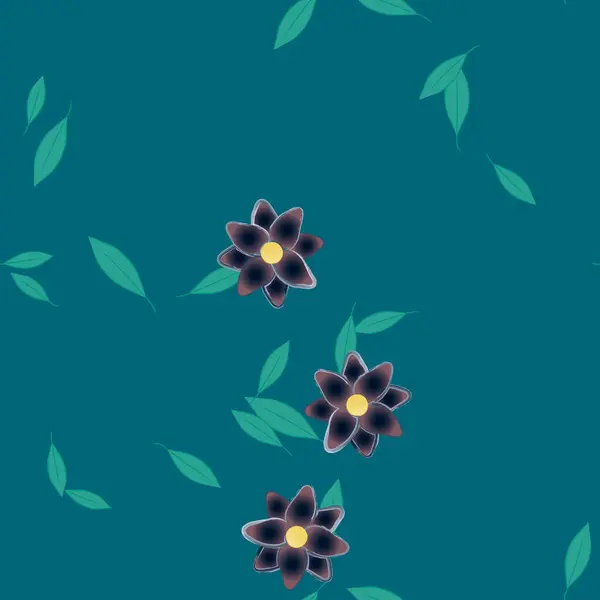 Flores Con Hojas Fondo Sin Costuras Ilustración Vectorial — Vector de stock