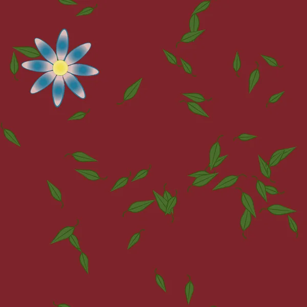 Flores Abstractas Con Hojas Verdes Patrón Sin Costura Ilustración Vectorial — Vector de stock