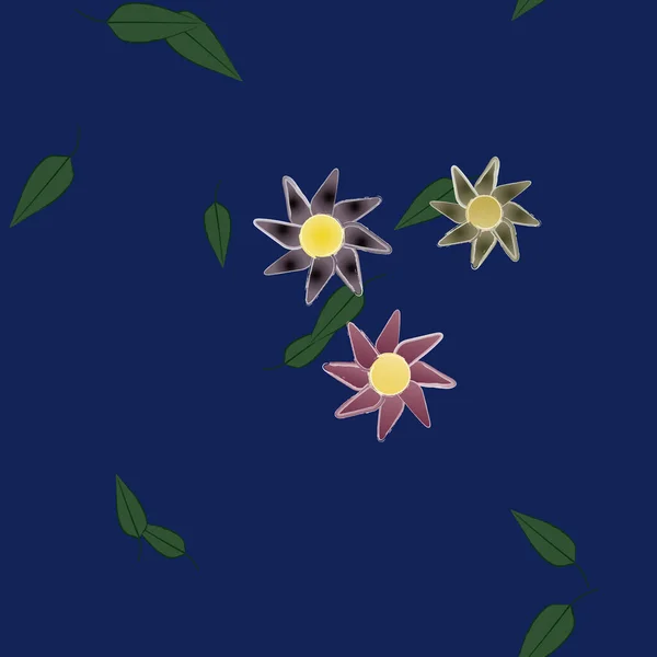 Flores Con Hojas Fondo Sin Costuras Ilustración Vectorial — Vector de stock