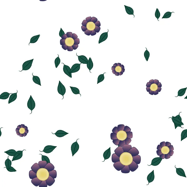 Fleurs Abstraites Avec Des Feuilles Vertes Motif Sans Couture Illustration — Image vectorielle