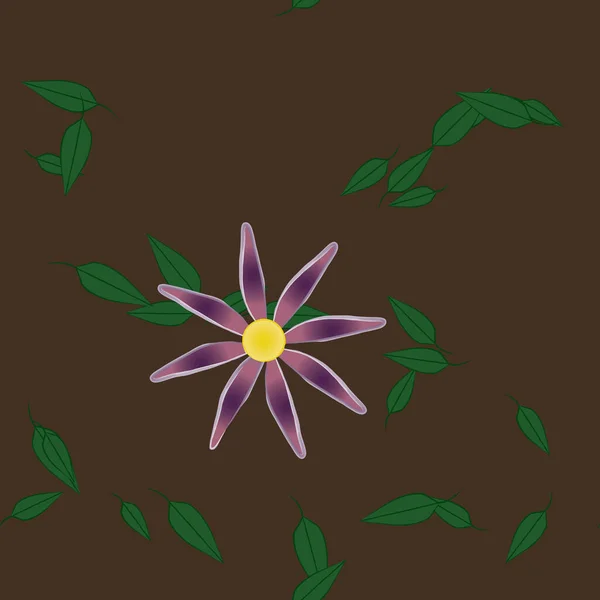 Flores Abstractas Con Hojas Verdes Patrón Sin Costura Ilustración Vectorial — Archivo Imágenes Vectoriales