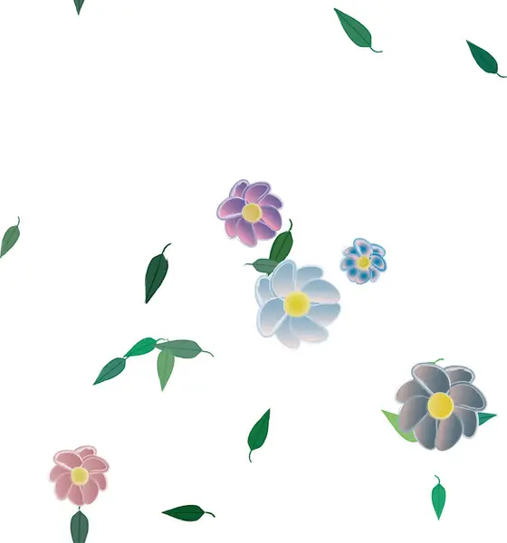 Flores Com Folhas Sem Costura Fundo Ilustração Vetorial — Vetor de Stock