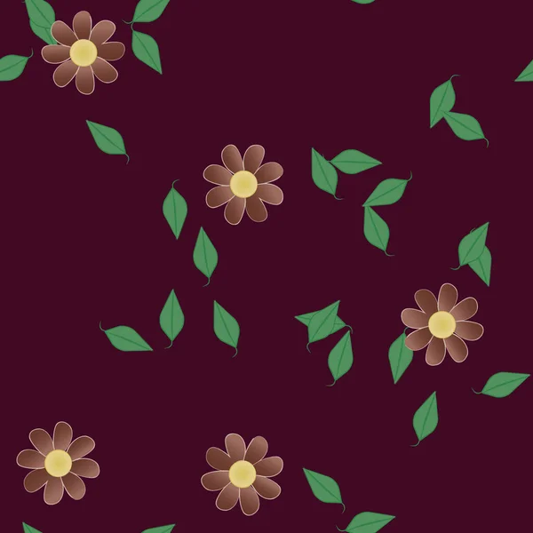 Flores Con Hojas Fondo Sin Costuras Ilustración Vectorial — Vector de stock