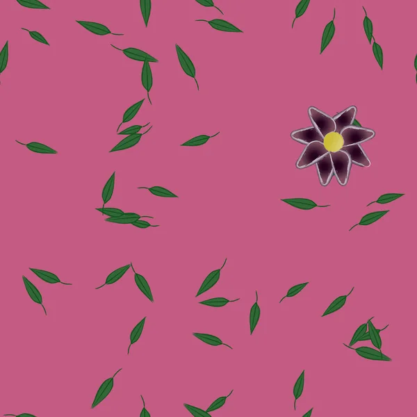 Blommor Med Blad Sömlös Bakgrund Vektor Illustration — Stock vektor