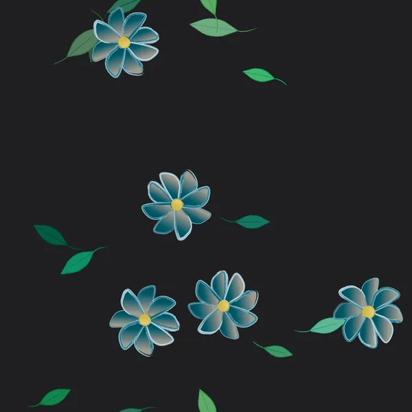 Fleurs Avec Feuilles Fond Sans Couture Illustration Vectorielle — Image vectorielle