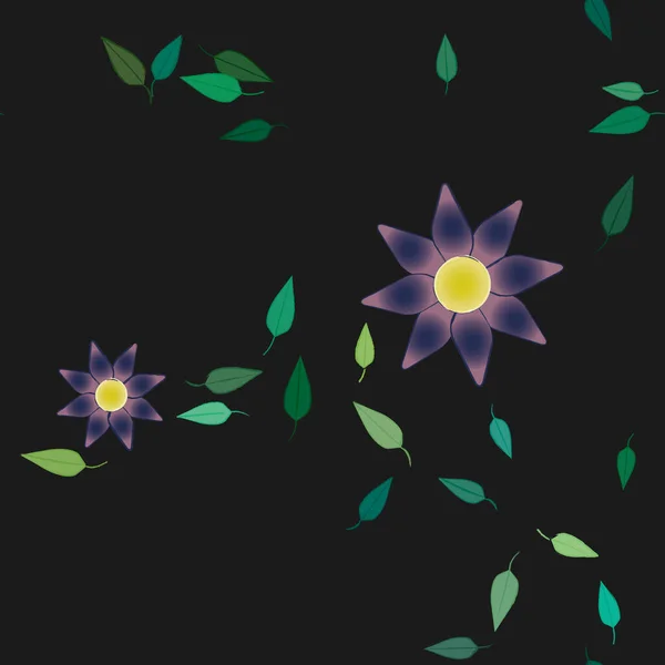 Fleurs Avec Feuilles Fond Sans Couture Illustration Vectorielle — Image vectorielle