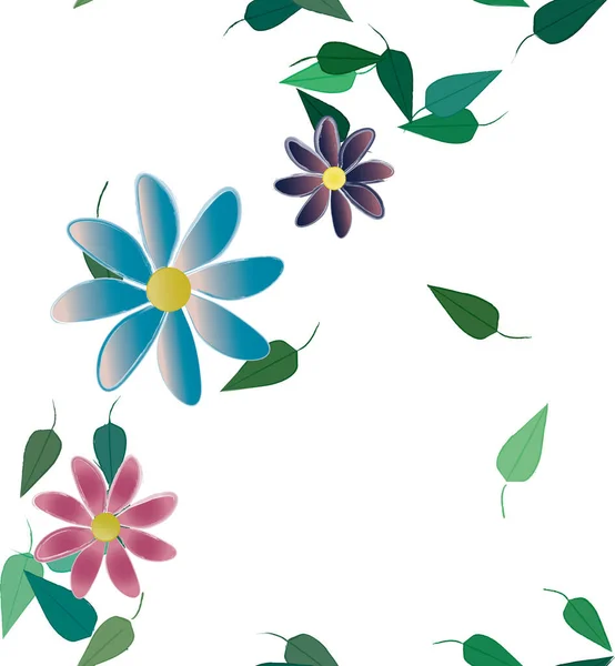 Flowers Leaves Seamless Background Vector Illustration — Stock Vector