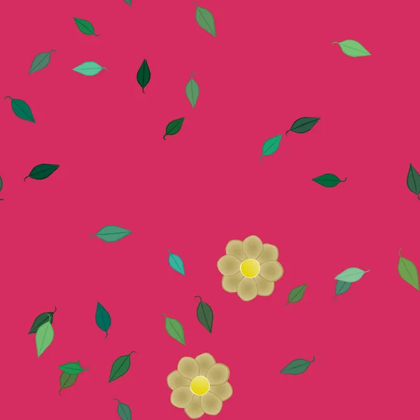 Flores Con Hojas Fondo Sin Costuras Ilustración Vectorial — Archivo Imágenes Vectoriales