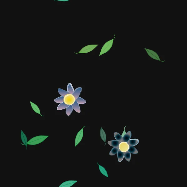 Fleurs Abstraites Avec Des Feuilles Vertes Motif Sans Couture Illustration — Image vectorielle