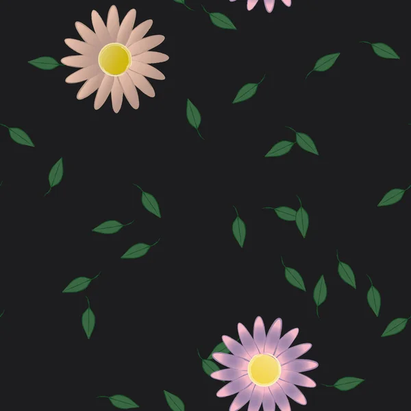 Абстрактні Квіти Зеленим Листям Безшовний Візерунок Векторні Ілюстрації — стоковий вектор