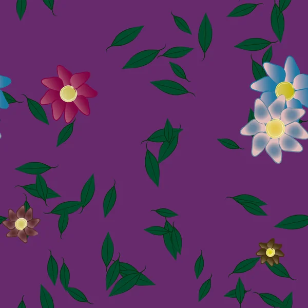 Flores Con Hojas Fondo Sin Costuras Ilustración Vectorial — Vector de stock