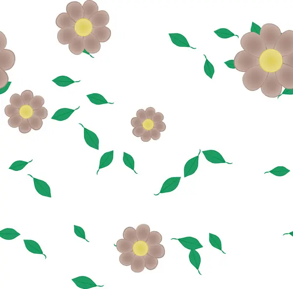 Flores Con Hojas Fondo Sin Costuras Ilustración Vectorial — Vector de stock