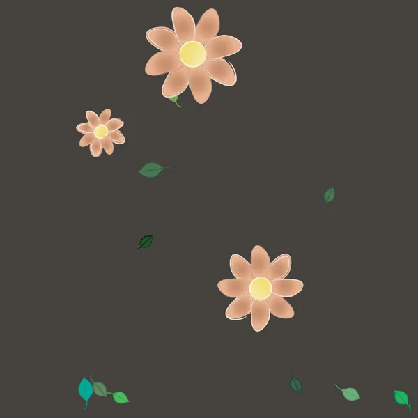 Abstrakte Blomster Med Grønne Blade Sømløse Mønster Vektor Illustration – Stock-vektor