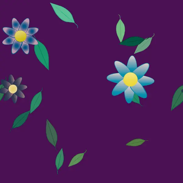 Flores Con Hojas Fondo Sin Costuras Ilustración Vectorial — Vector de stock