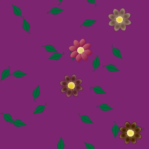 Flores Con Hojas Fondo Sin Costuras Ilustración Vectorial — Vector de stock