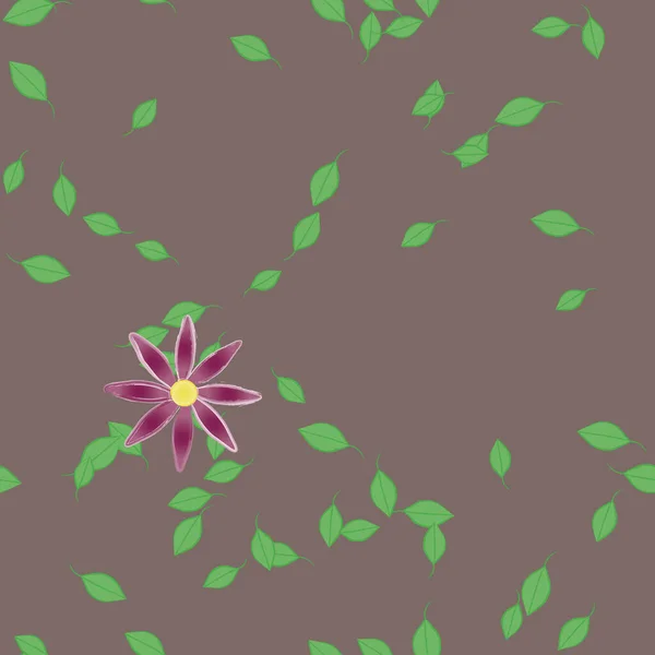 Flores Abstractas Con Hojas Verdes Patrón Sin Costura Ilustración Vectorial — Archivo Imágenes Vectoriales