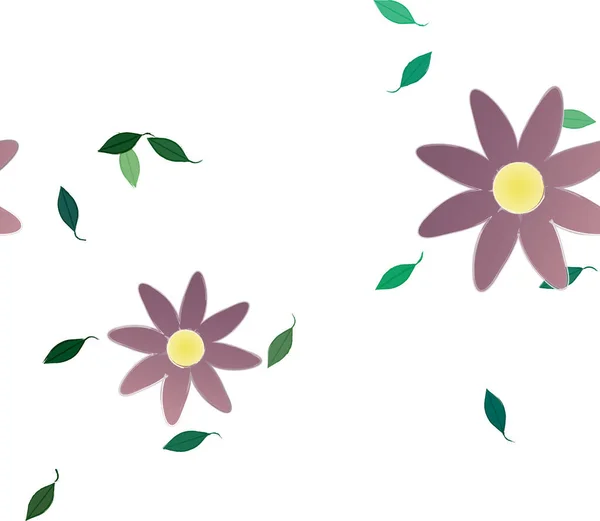 Flores Com Folhas Sem Costura Fundo Ilustração Vetorial — Vetor de Stock