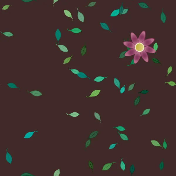 Flores Con Hojas Fondo Sin Costuras Ilustración Vectorial — Vector de stock