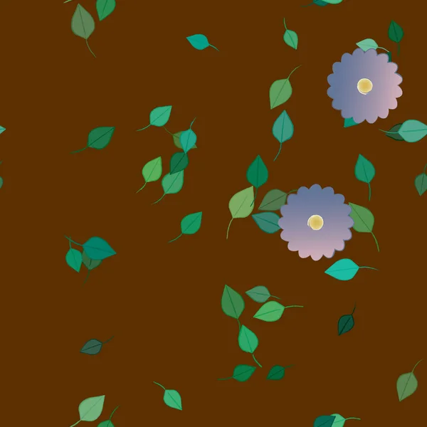 Flores Con Hojas Fondo Sin Costuras Ilustración Vectorial — Vector de stock