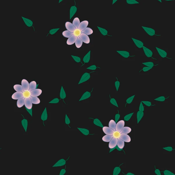 Flores Con Hojas Fondo Sin Costuras Ilustración Vectorial — Vector de stock