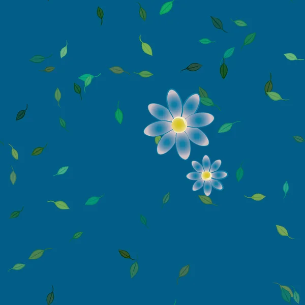 Fiori Astratti Con Foglie Verdi Modello Senza Soluzione Continuità Illustrazione — Vettoriale Stock