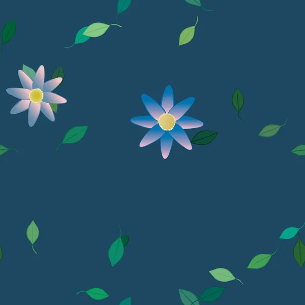 Flores Con Hojas Fondo Sin Costuras Ilustración Vectorial — Archivo Imágenes Vectoriales