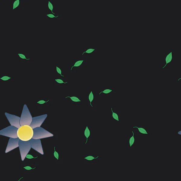Абстрактные Цветы Бесшовным Рисунком Зеленых Листьев Векторная Иллюстрация — стоковый вектор