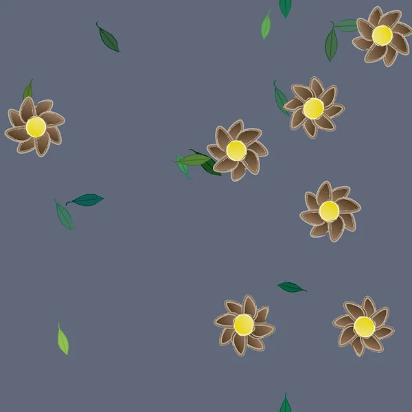 Fleurs Avec Feuilles Fond Sans Couture Illustration Vectorielle — Image vectorielle