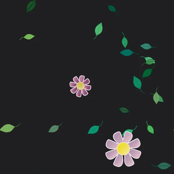 Flores Con Hojas Fondo Sin Costuras Ilustración Vectorial — Vector de stock