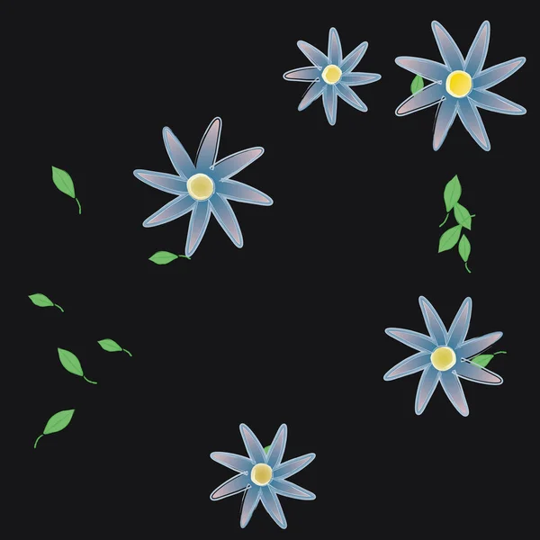 Flores Con Hojas Fondo Sin Costuras Ilustración Vectorial — Archivo Imágenes Vectoriales