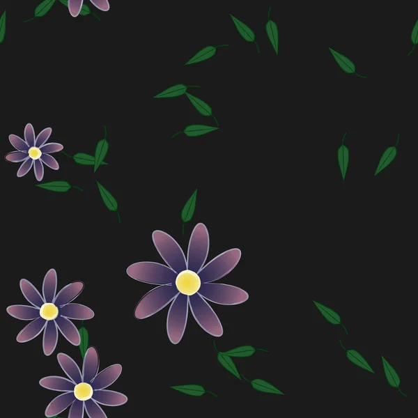 Flores Con Hojas Fondo Sin Costuras Ilustración Vectorial — Archivo Imágenes Vectoriales