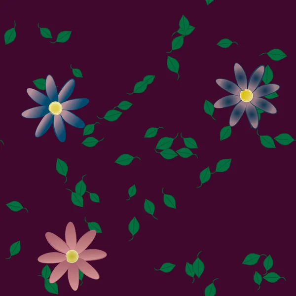 Flores Con Hojas Fondo Sin Costuras Ilustración Vectorial — Vector de stock