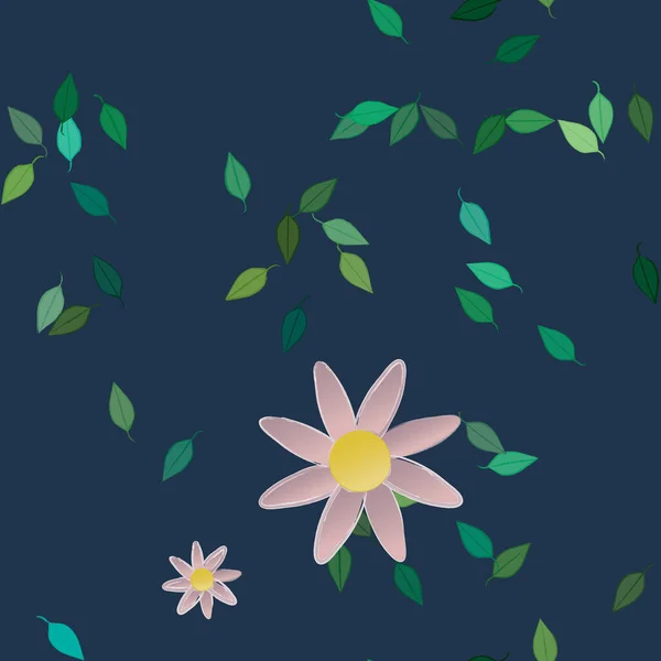 Fleurs Abstraites Avec Des Feuilles Vertes Motif Sans Couture Illustration — Image vectorielle