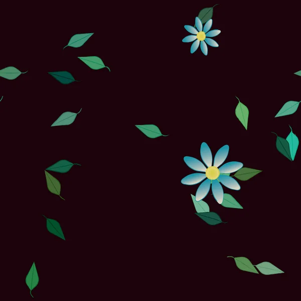 Fleurs Avec Feuilles Fond Sans Couture Illustration Vectorielle — Image vectorielle