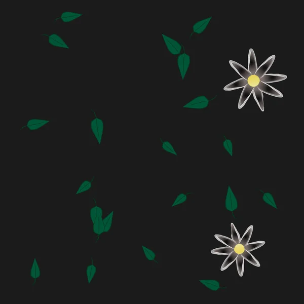 Fleurs Abstraites Avec Des Feuilles Vertes Motif Sans Couture Illustration — Image vectorielle