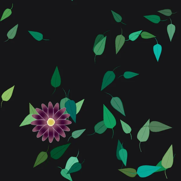 Fleurs Avec Feuilles Fond Sans Couture Illustration Vectorielle — Image vectorielle