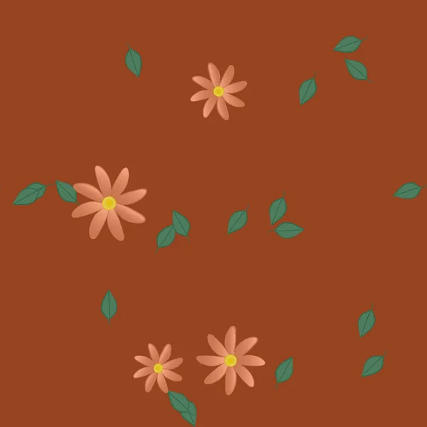 Flores Abstractas Con Hojas Verdes Patrón Sin Costura Ilustración Vectorial — Vector de stock