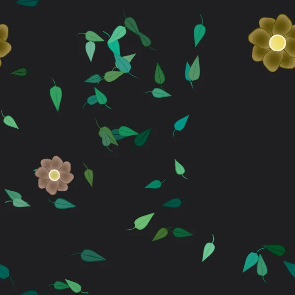 Flores Con Hojas Fondo Sin Costuras Ilustración Vectorial — Vector de stock