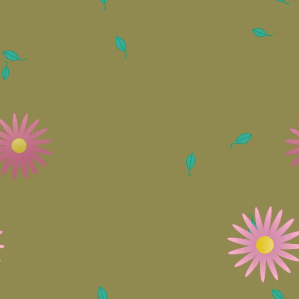 Flores Con Hojas Fondo Sin Costuras Ilustración Vectorial — Vector de stock