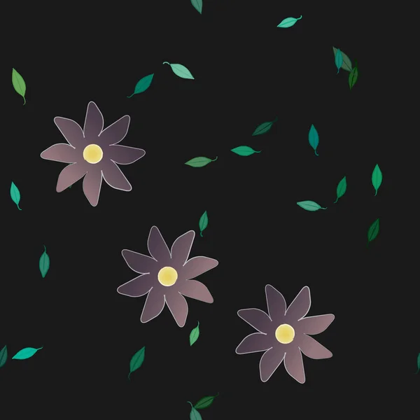 Fleurs Avec Feuilles Fond Sans Couture Illustration Vectorielle — Image vectorielle