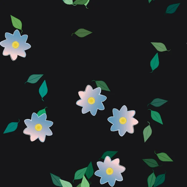 Flores Con Hojas Fondo Sin Costuras Ilustración Vectorial — Archivo Imágenes Vectoriales