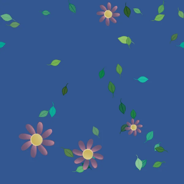 Fleurs Avec Feuilles Fond Sans Couture Illustration Vectorielle — Image vectorielle