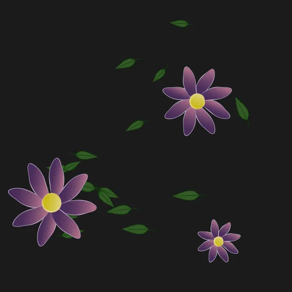 Bloemen Met Bladeren Naadloze Achtergrond Vector Illustratie — Stockvector