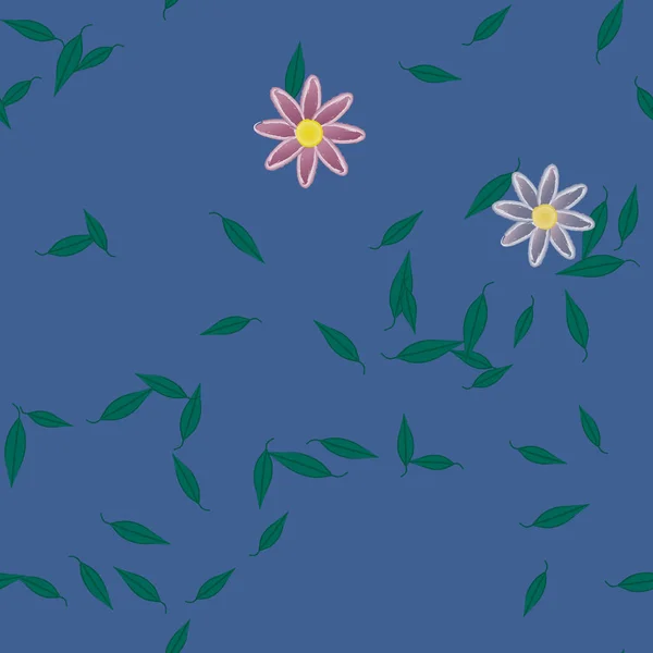 Blumen Mit Blättern Nahtloser Hintergrund Vektorillustration — Stockvektor