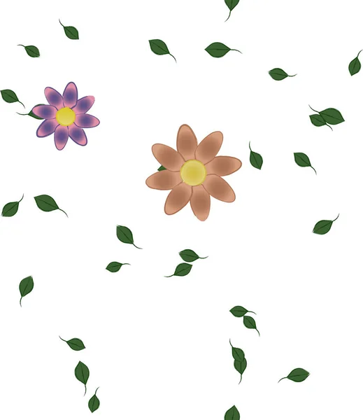 Blumen Mit Blättern Nahtloser Hintergrund Vektorillustration — Stockvektor