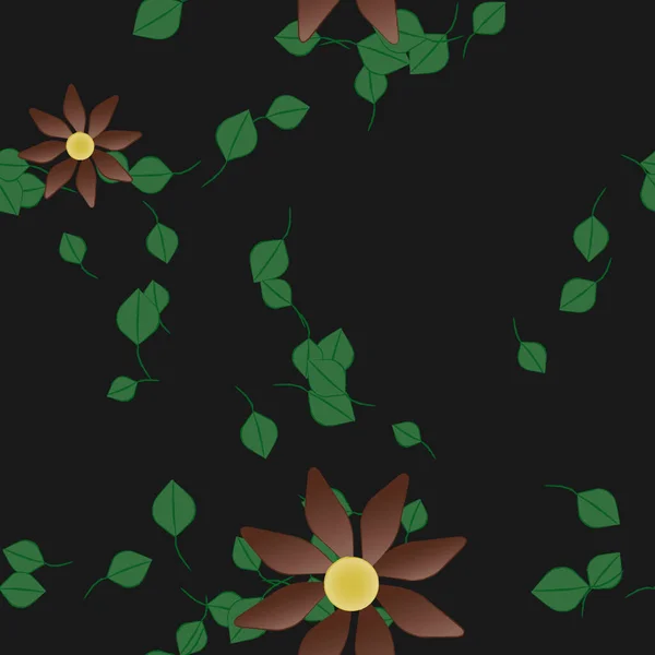 Fleurs Avec Feuilles Fond Sans Couture Illustration Vectorielle — Image vectorielle